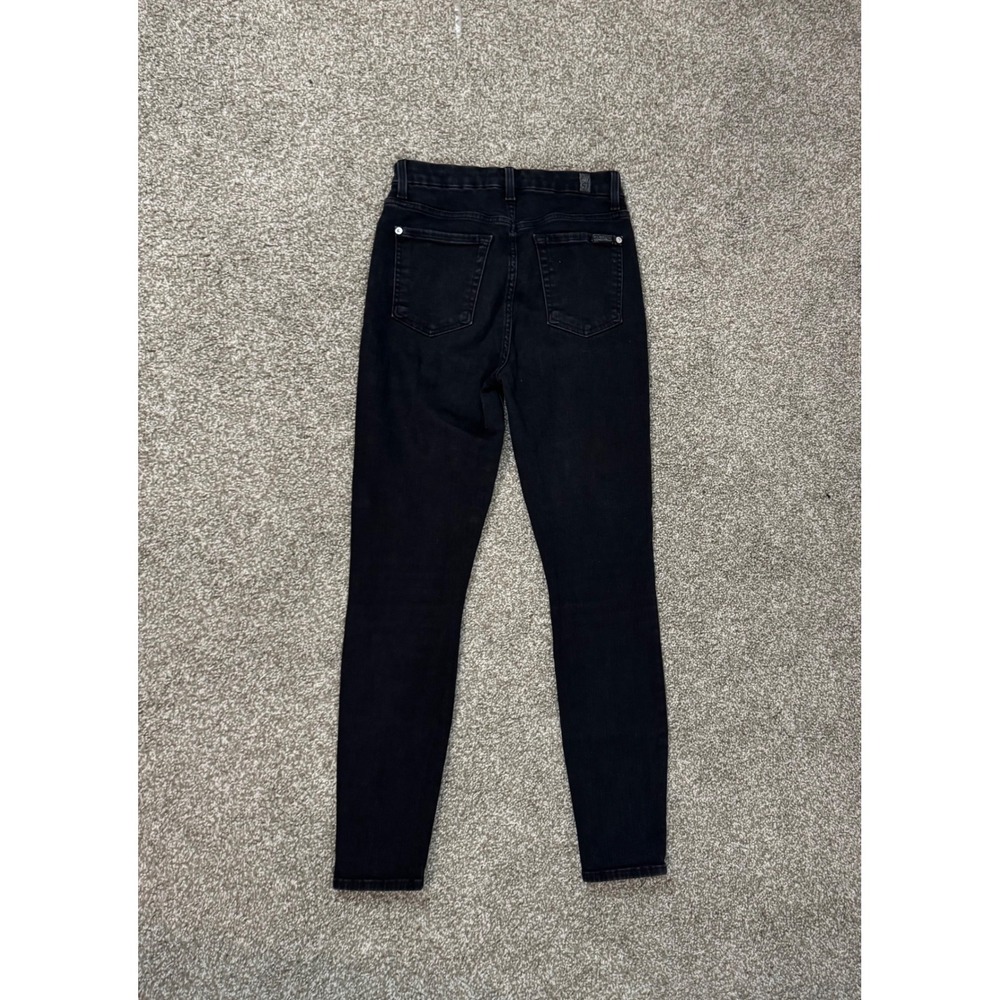 7 For All Mankind Aubree High Waisted Skinny Jeans Black Denim 27 - Picture 2 of 8